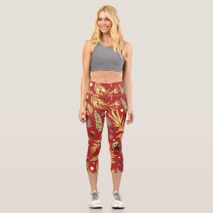 Leggings Capri Patrón de navidades, Nieve de pino 3