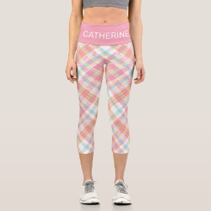 Leggings Capri Patrón de nombre personalizado / Tartán