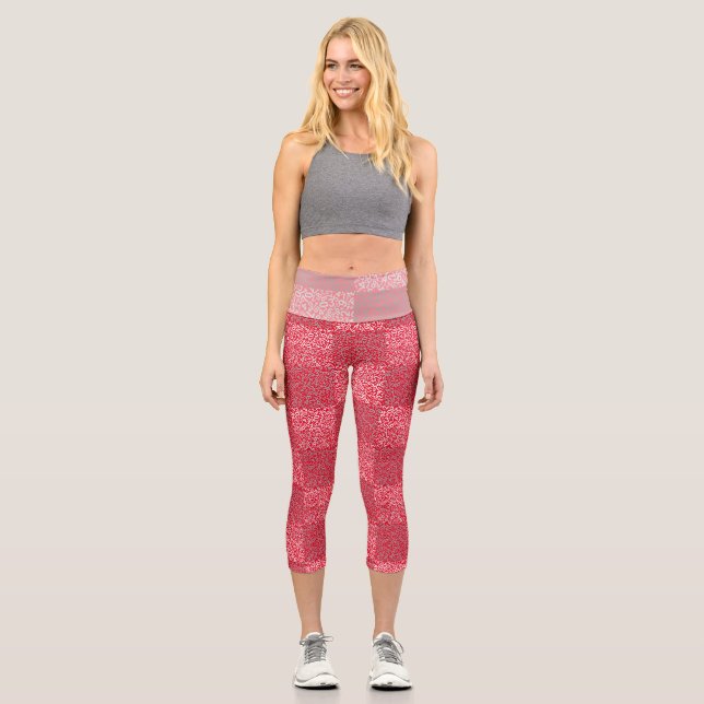 Leggings Capri Patrón de número 01 b Red BG (Anverso)