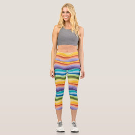 Leggings Capri Patrón de ondas multicolores 2