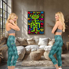 Leggings Capri Patrón de ondas Verde azuladas de verano: Personal