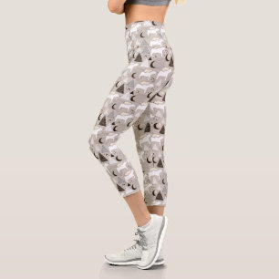 Leggings Capri Patrón de oso de madera de Doodle Cuaderno