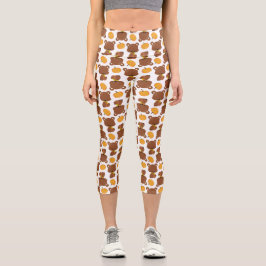 Leggings Capri Patrón De Osos, Osos Cubiertos, Caída, Calabazas