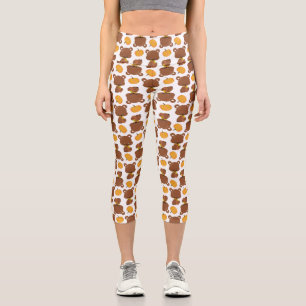 Leggings Capri Patrón De Osos, Osos Cubiertos, Caída, Calabazas
