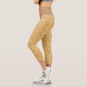 Leggings Capri Patrón de paisley amarillo-marrón alto capris capr