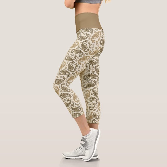 Leggings Capri Patrón de paisley beige-marrón alto capris caprich (Izquierda)