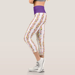 Leggings Capri Patrón de papel pintado legible Willy Wonka