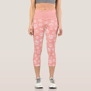 Leggings Capri Patrón de patas lindas rosa