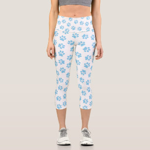 Leggings Capri Patrón De Patas, Patas De Perro, Patas Azules De B