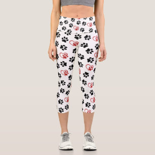 Leggings Capri Patrón De Patas, Patas Negras, Manos Rojas, Corazo