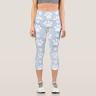 Leggings Capri Patrón De Paws, Patas Blancas, Colores De Agua, Az