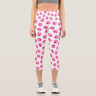 Leggings Capri Patrón De Paws, Paws De Perro, Paws Rosados