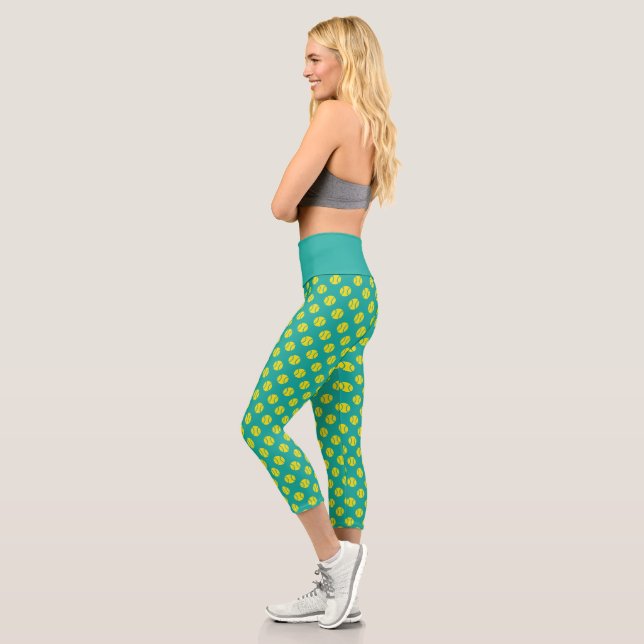 Leggings Capri Patrón de pelota de tenis mate deportes de alta ci (Izquierda)