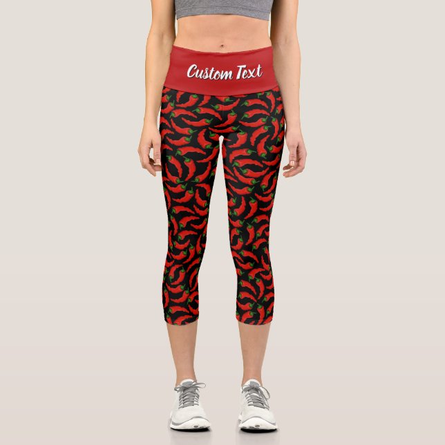 Leggings Capri Patrón de Peppers de Chili Caliente (Anverso)