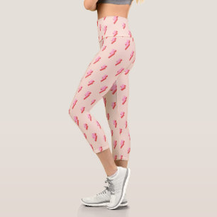 Leggings Capri Patrón de pernos de luz rosa