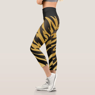 Leggings Capri Patrón de piel alterada de tigres retro