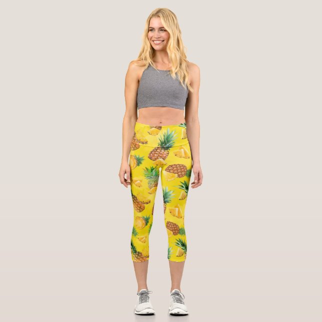 Leggings Capri Patrón de piña 7 (Anverso)