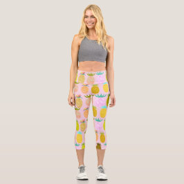 Leggings Capri Patrón de Piña Jugosa
