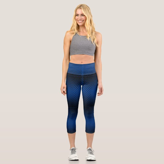 Leggings Capri Patrón de píxeles 09.B.w. BG azul (Anverso)