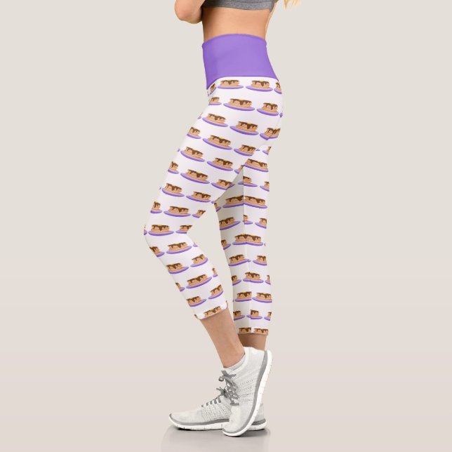 Leggings Capri Patrón de placas púrpura de la pila de crepes (Izquierda)
