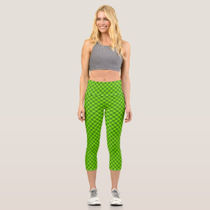 Leggings Capri Patrón de plaqueta de tartán verde