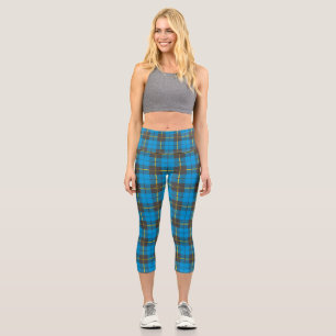 Leggings Capri Patrón de plástico azul y negro