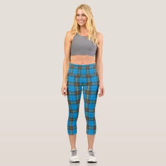 Leggings Capri Patrón de plástico azul y negro