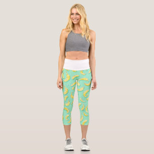 Leggings Capri Patrón de Plátano Mentolado Delicia del Amante de