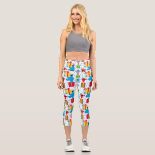 Leggings Capri Patrón de presentación navideña de Plaza Sésamo