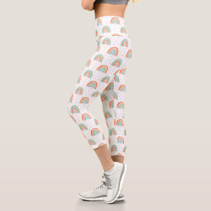 Leggings Capri Patrón de punto de la polca arcoiris colorida