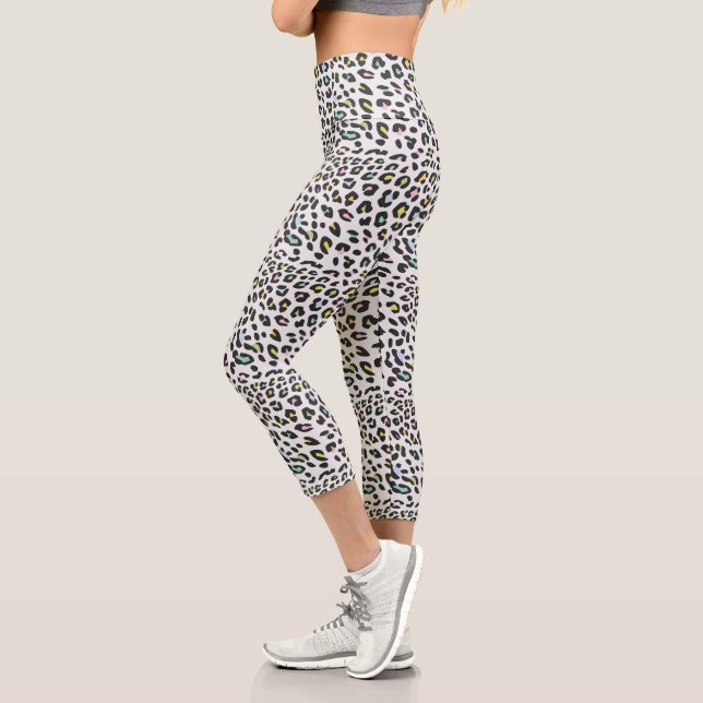 Leggings Capri Patrón de punto de leopardo de Pastel (Izquierda)