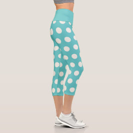 Leggings Capri Patrón de punto de polka Círculo geométrico azul V