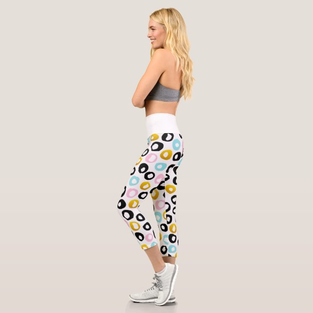Leggings Capri Patrón de puntos abstractos de moda (Izquierda)