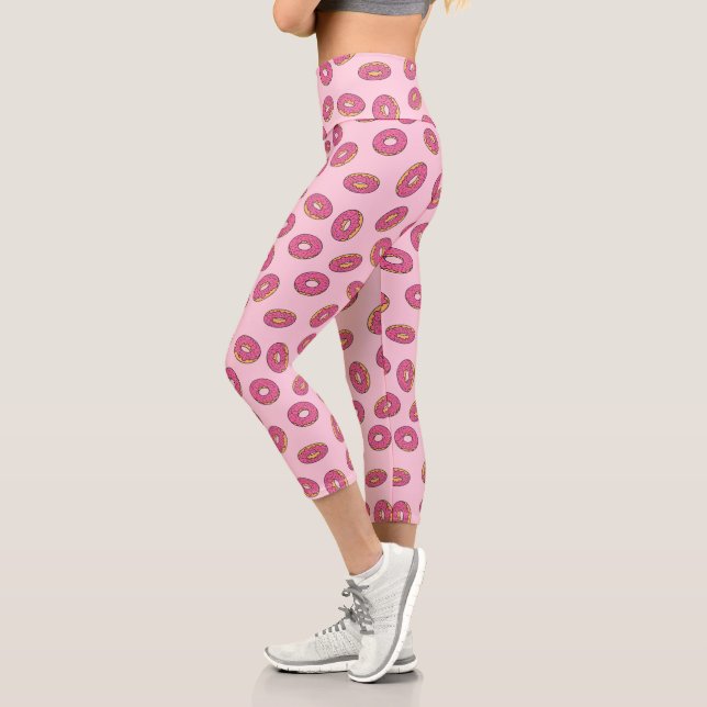 Leggings Capri Patrón de puntos de rociado rosado (Izquierda)