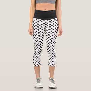Leggings Capri Patrón de puntos de tinta negra y blanca Piernas 