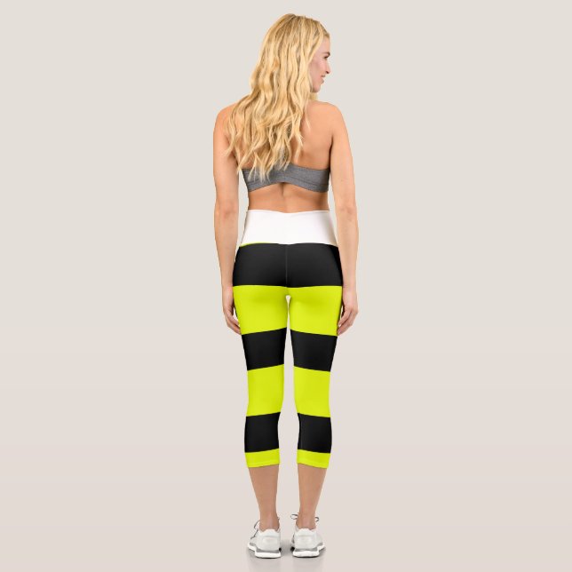 Leggings Capri Patrón de rayas amarillas (Reverso)