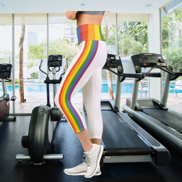 Leggings Capri Patrón de rayas arcoiris coloridas