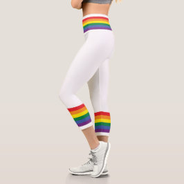 Leggings Capri Patrón de rayas arcoiris coloridas
