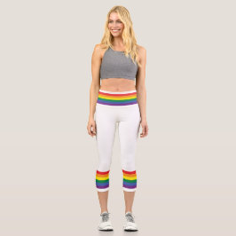 Leggings Capri Patrón de rayas arcoiris coloridas