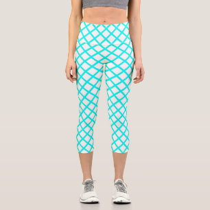 Leggings Capri Patrón de rayas de diamante arlequín blanco turque