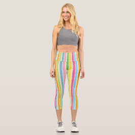 Leggings Capri Patrón de rayas dibujadas a mano