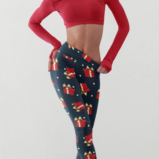 Leggings Capri Patrón de regalo rojo de vacaciones para Navidades (Subido por el creador)