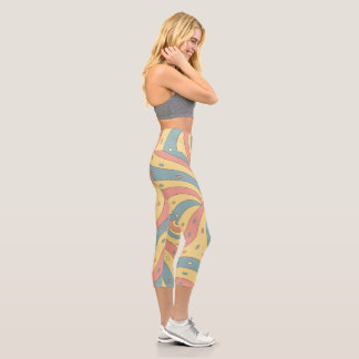 Leggings Capri Patrón de remolino de caramelos pastel con sprinkl