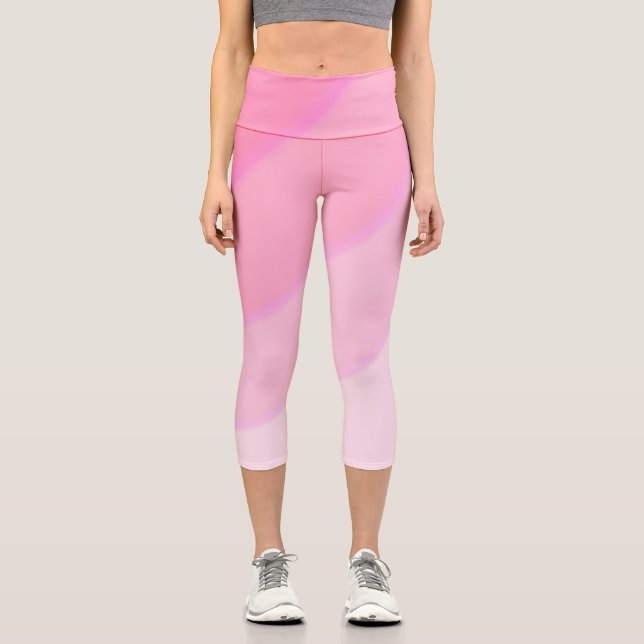 Leggings Capri Patrón de remolino rosa pastel (Anverso)