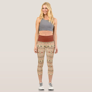 Leggings Capri Patrón de reno de suéter para los navidades