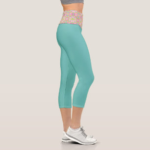 Leggings Capri Patrón de salpicadura de pintura rosada Bubblegum