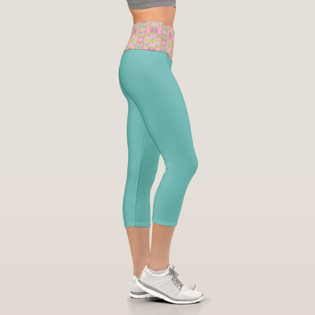 Leggings Capri Patrón de salpicadura de pintura rosada Bubblegum (Derecha)
