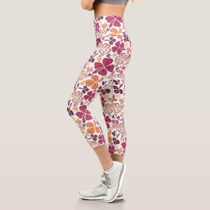 Leggings Capri Patrón de Shamrock de los Ríos Rojos Día de San Pa