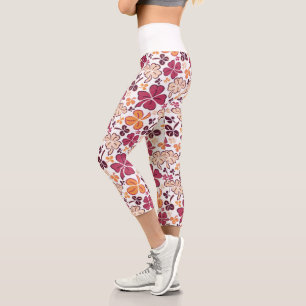 Leggings Capri Patrón de Shamrock de los Ríos Rojos Día de San Pa