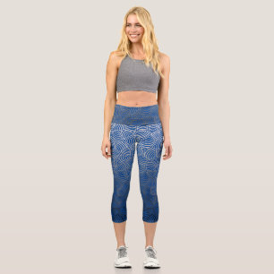 Leggings Capri Patrón de shell.04.w BG azul
